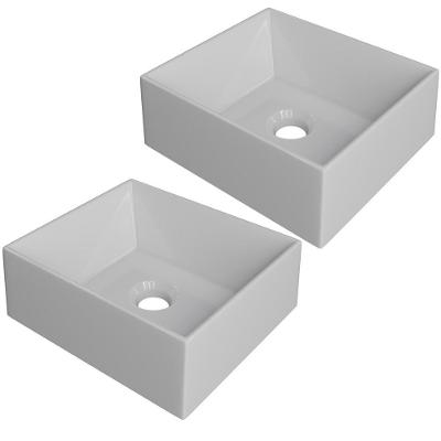 Kit 02 Cubas De Apoio Retangular Para Banheiro Lavabo C01 Rt30w Branco - Lyam