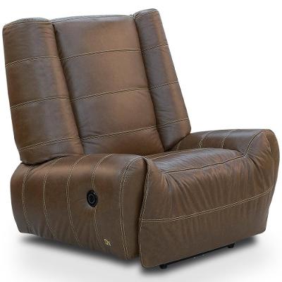 Poltrona Reclinável Fixa Sala De Estar Living Mary T03 Couro Marrom Escuro - Lyam Decor