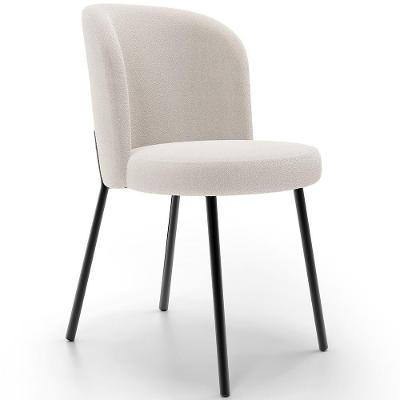 Cadeira Para Sala De Jantar Cozinha Estofada Gavi L02 Bouclê Cru - Lyam Decor