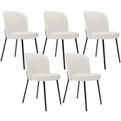 Kit 5 Cadeiras Sala De Jantar Estofada Gavi L02 Linho Bege - Lyam Decor
