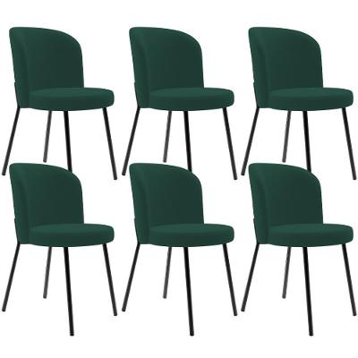 Kit 6 Cadeiras Sala De Jantar Estofada Gavi L02 Suede Verde Musgo - Lyam Decor