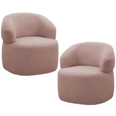 Kit 2 Poltronas Giratórias Sala De Estar Living Orgânico Carmen F04 Veludo Rosê - Lyam Decor