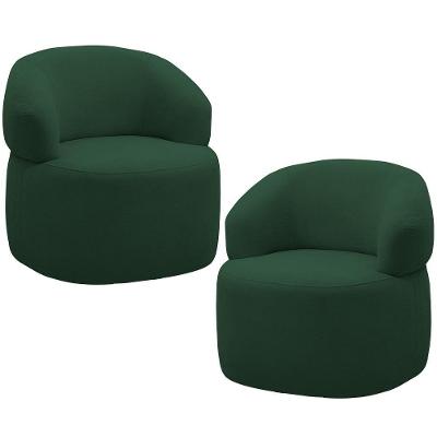 Kit 2 Poltronas Giratórias Sala De Estar Living Orgânico Carmen F04 Veludo Verde - Lyam Decor