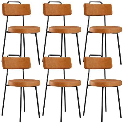Kit 6 Cadeiras Decorativas Estofada Para Sala De Jantar Barcelona L02 Couríssimo Canela - Lyam Decor