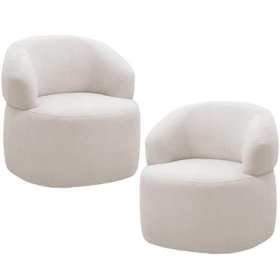 Kit 2 Poltronas Giratórias Sala De Estar Living Orgânico Carmen F04 Bouclê Cru - Lyam Decor