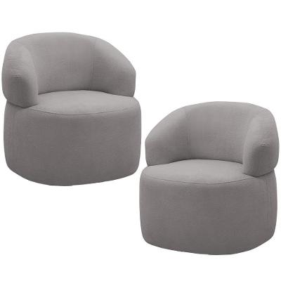 Kit 2 Poltronas Giratórias Sala De Estar Living Orgânico Carmen F04 Veludo Cinza - Lyam Decor
