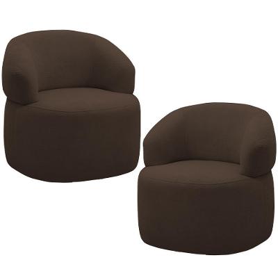 Kit 2 Poltronas Giratórias Sala De Estar Living Orgânico Carmen F04 Veludo Marrom - Lyam Decor