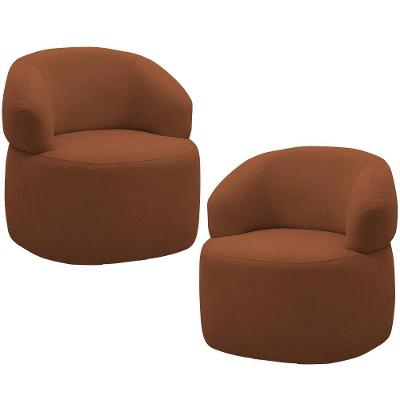 Kit 2 Poltronas Giratórias Sala De Estar Living Orgânico Carmen F04 Veludo Telha - Lyam Decor