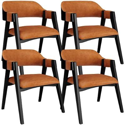 Kit 4 Cadeiras Sala De Jantar Estar Living Estofada Suran L02 Preto Couríssimo Canela - Lyam Decor