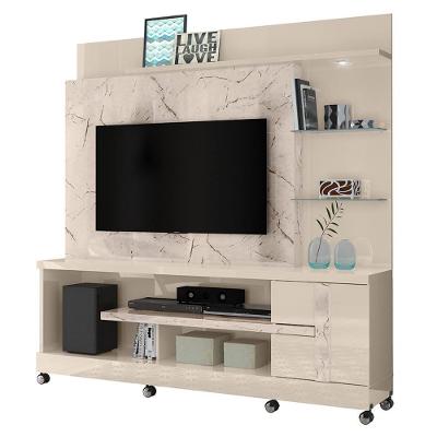 Estante Home Theater Alan Calacata Off White Para Tv Até 55 Com Rodízios - Madetec Calacata Off White