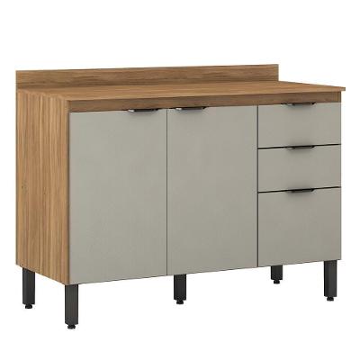 Balcão Firenze Pia 120cm 3 Portas 2 Gavetas Amêndola Nude Prime Com Tampo Mdp - Demóbile Amêndola Nude Prime