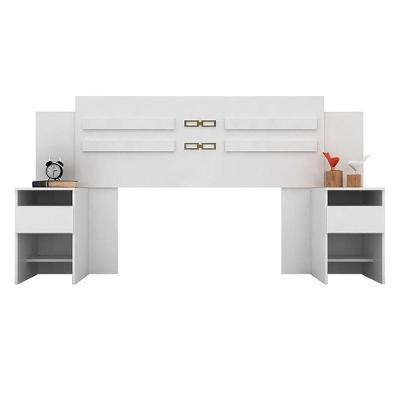 Cabeceira Cama Casal Extensível Triunfo Com 2 Mesas De Cabeceira Branco - Demóbile Branco