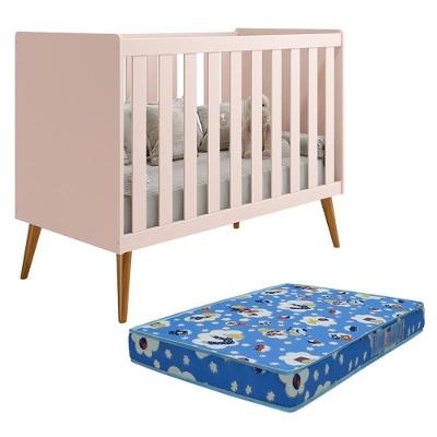 Berço Americano Isis Rosa Com Colchão Baby Physical - Reller Móveis Rosa