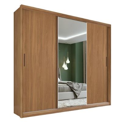 Guarda Roupa Dalila 3 Portas, 2 Gavetas E 4 Cabideiros Flex Amêndola Com Espelho - Demóbile Amêndola
