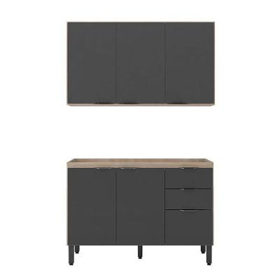 Cozinha Modulada Composição 9 Firenze 2 Peças Avena Grafito - Demóbile Avena Grafito