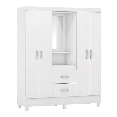 Guarda Roupa Capelinha Lord 4 Portas Flex Branco Com Espelho - Demóbile Branco