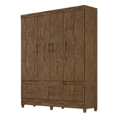 Guarda Roupa Casal Ms912 6 Portas E 2 Gavetas Castanho - Moval Castanho