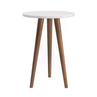 Mesa De Canto Theo Branco Fosco Com Pés Amadeirado - Reller Móveis Branco Fosco