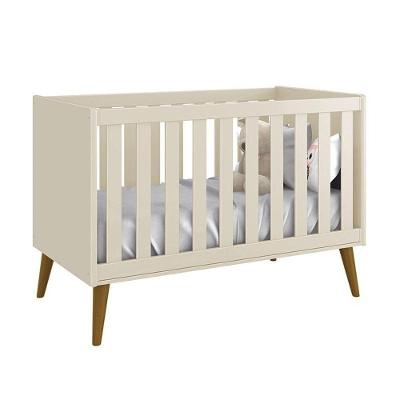 Berço Mini Cama Theo Retrô Areia Fosco Com Pés Amadeirado - Reller Móveis Areia Fosco