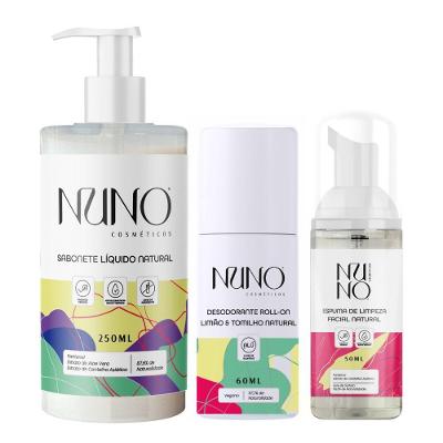 Kit Nuno Natural E Nutritivo Sabonete Líquido, Desodorante E Espuma De Limpeza Facial