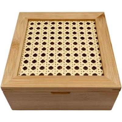 Caixa Decorativa Palha Indiana E Bambu 4 Nichos - Oikos