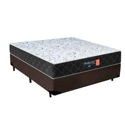Cama Box Casal + Colchão Semi Ortopédico Extra Firme Espuma D33 Prime Colchões 138x188x72 Marrom
