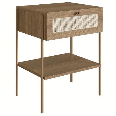 Mesa De Cabeceira Com 1 Gavetas 50cm Arlo A10 Hanover/dourado - Mpozenato