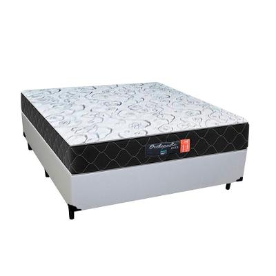 Cama Box Casal + Colchão Semi Ortopédico Extra Firme Espuma D33 Prime Colchões 138x188x72 Branco.