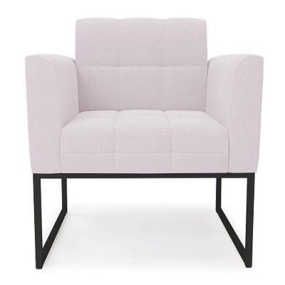 Poltrona Para Sala Base Industrial Preto Ana Bouclé Rosê - Ibiza