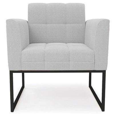 Poltrona Para Sala Base Industrial Preto Ana Bouclé Cinza - Ibiza