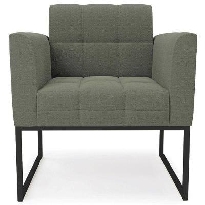 Poltrona Para Sala Base Industrial Preto Ana Bouclé Menta - Ibiza