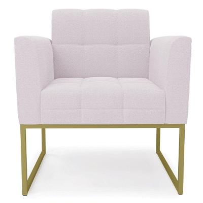 Poltrona Para Sala Base Industrial Dourado Ana Bouclé Rosê - Ibiza