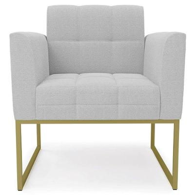Poltrona Para Sala Base Industrial Dourado Ana Bouclé Cinza - Ibiza