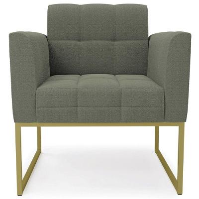 Poltrona Para Sala Base Industrial Dourado Ana Bouclé Menta - Ibiza