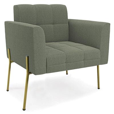 Poltrona Para Sala Pés Metálicos Dourado Ana Bouclé Menta - Ibiza
