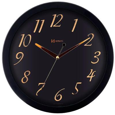 Relógio De Parede Preto E Dourado 6730 Herweg Único
