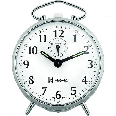Relógio Despertador Mecânico A Cordas Cromado Herweg 221207 Único