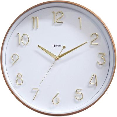 Relógio De Parede Dourado E Branco Silencioso Herweg 685318 Único