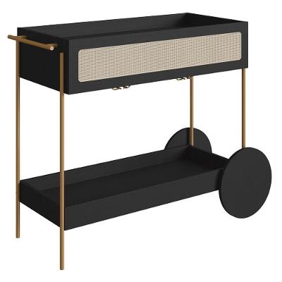 Carrinho Bar 1 Gaveta Porta Taça Pé Metal Arlo A10 Nero-dourado - Mpozenato