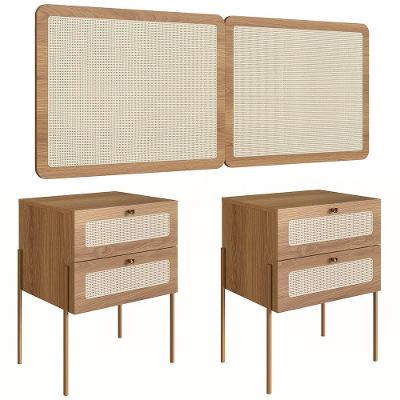 Cabeceira Casal Queen E 2 Mesas Pé Metal Arlo A10 Hanover-dourado - Mpozenato