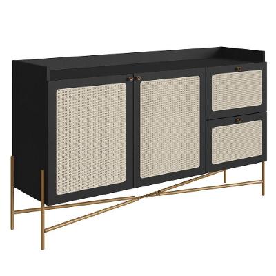 Balcão Aparador Buffet 2 Portas Pé Metal Arlo A10 Nero-dourado - Mpozenato