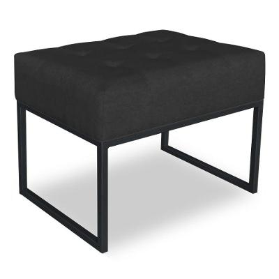 Puff Lisa Suede Preto Base Metálica Industrial Preto Pallazio