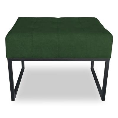 Puff Lisa Suede Base Metálica Industrial Preto - Pallazio Cor Verde