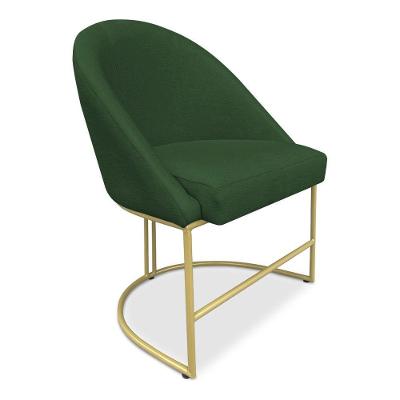 Cadeira Poltrona De Jantar Bela Suede Base Metálica Industrial Dourado - Pallazio Verde