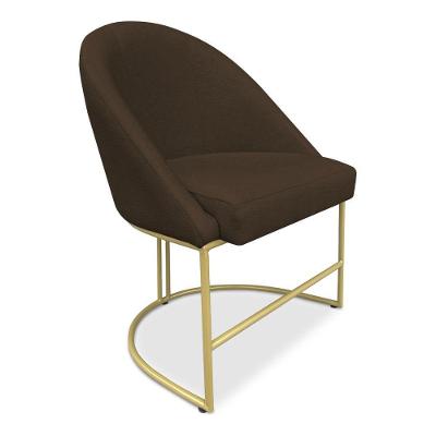 Cadeira Poltrona De Jantar Bela Suede Marrom Base Metálica Industrial Dourado - Pallazio