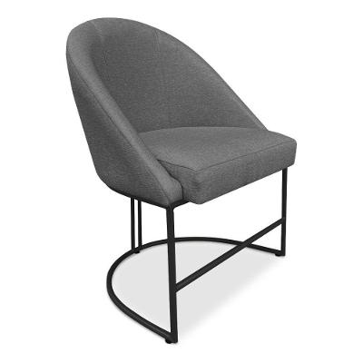 Cadeira Poltrona De Jantar Bela Linho Grafite Base Metálica Industrial Preto - Pallazio