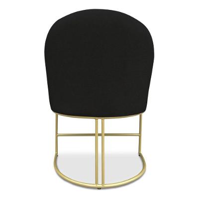 Cadeira Poltrona De Jantar Bela Suede Base Metálica Industrial Dourado - Pallazio Preto