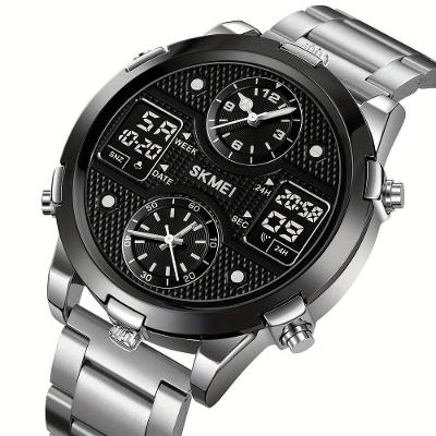 Relógio De Pulso Masculino Fashion Skmei Com Pulseira De Aço Prata