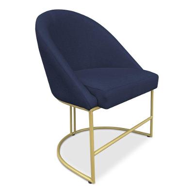 Cadeira Poltrona De Jantar Bela Suede Base Metálica Industrial Dourado - Pallazio Azul Marinho