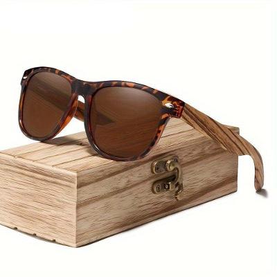 Óculos Vintage Com Lentes Polarizadas - Moldura De Bambu De Contorno Completo Marrom